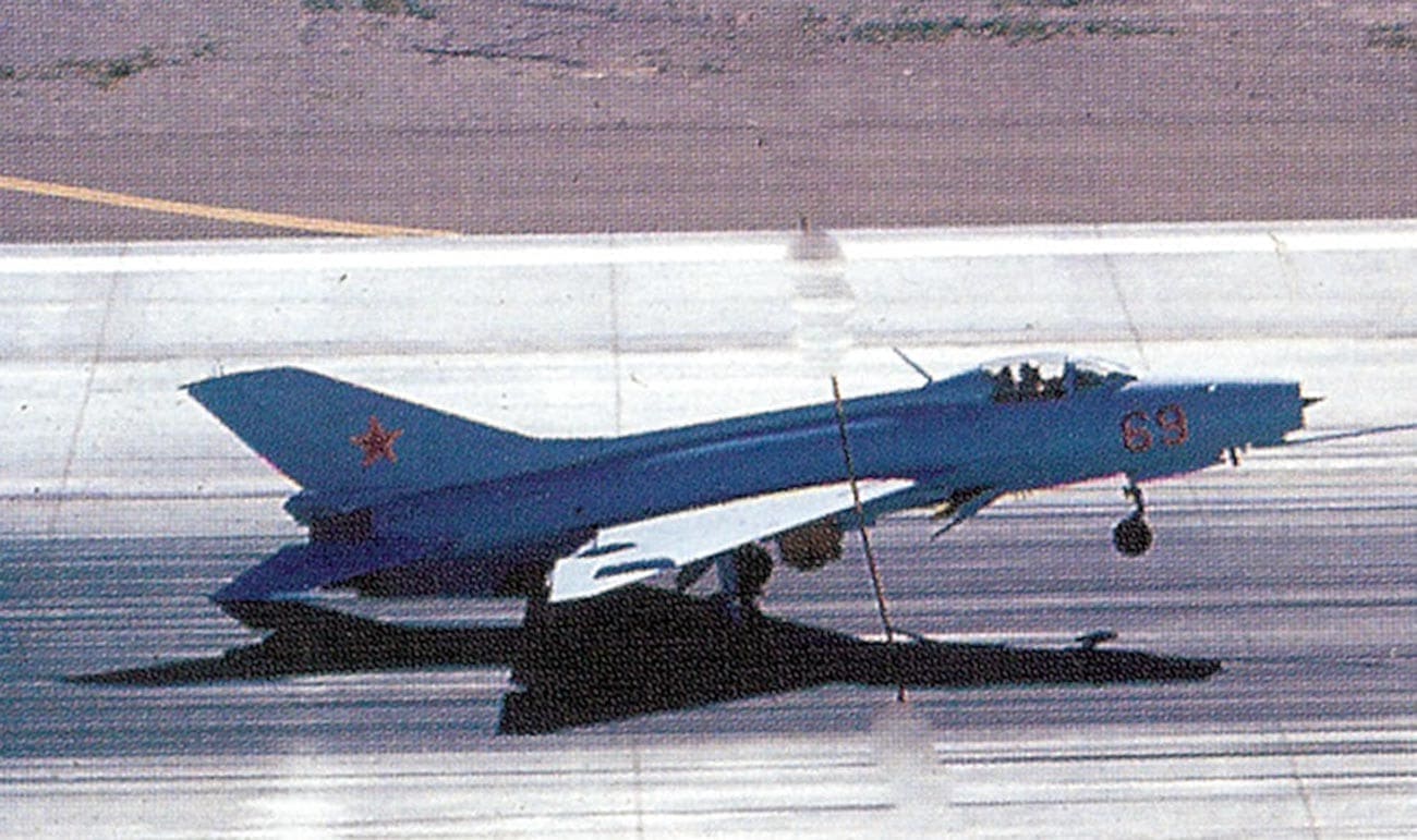 The aircraft designated as J-7B Red 69 belonged to the 4477th Test and Evaluation Squadron. 