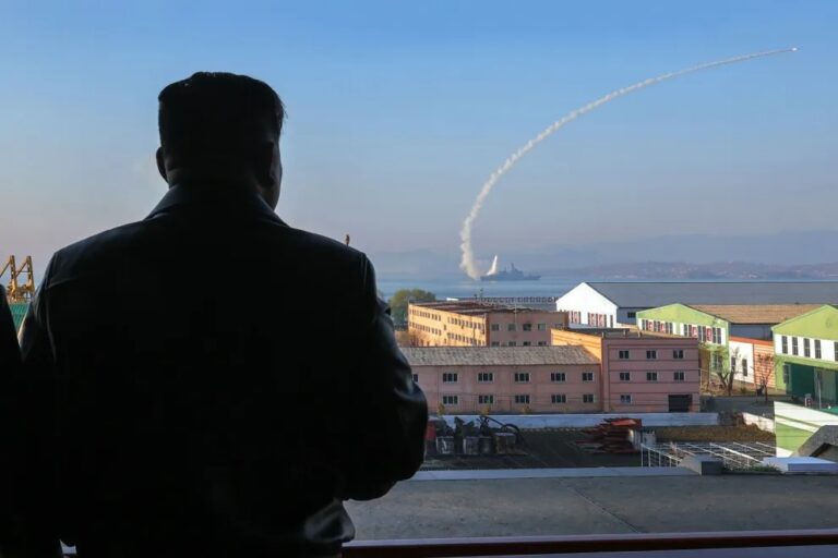 Kim Jong Un watches the weapons trials for the the Choi Hyon. KCNA