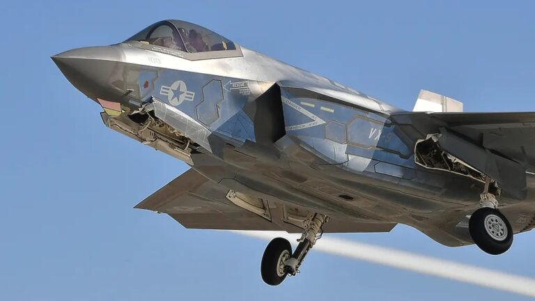 A U.S. Navy F-35C test jet with a mirror-like coating. U.S. Navy