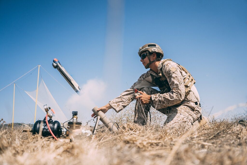 Switchblade 300 Lethal Miniature Aerial Munition System during ground mobility training exercises.