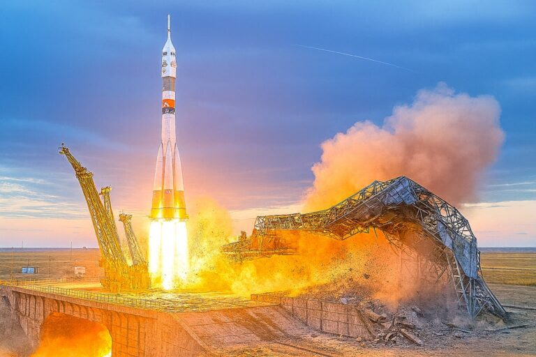Soyuz Reaches ISS as Baikonur Launch Pad Suffers Damage