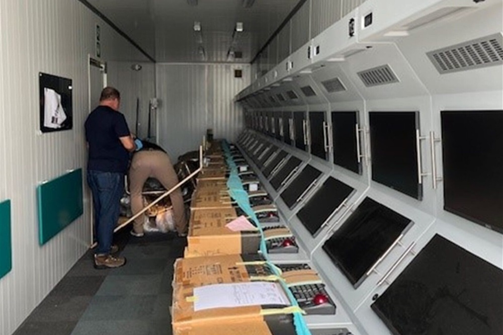 Federal authorities blocked two South African containers with flight simulators destined for the Chinese military, the Justice Department said Thursday. The South African “mission crew trainers” contained American software and U.S. defense technical data that has been banned from transfer to China, the department said in a statement. 