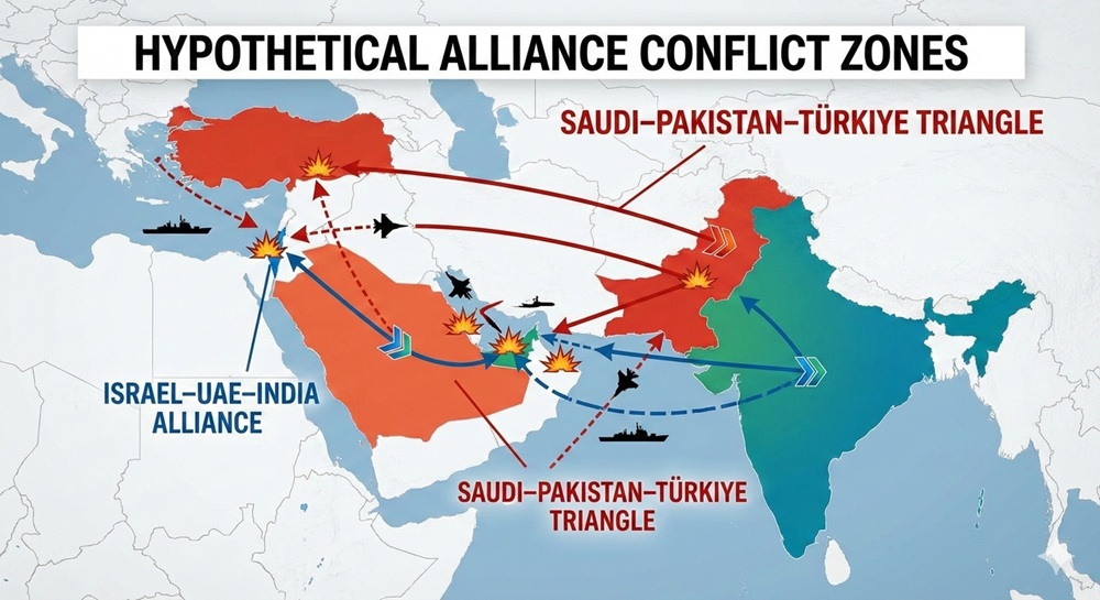 Israel–UAE–India vs a Saudi–Pakistan–Türkiye Triangle