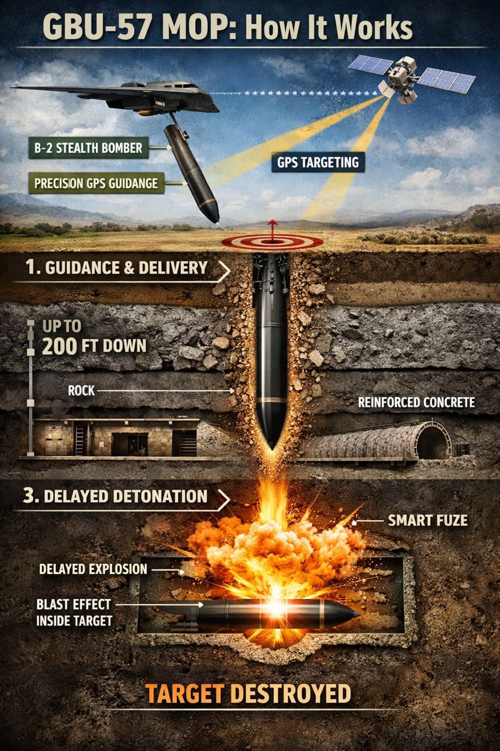 How the GBU-57 MOP Bunker Buster Works