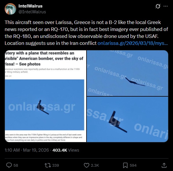 Grumman RQ-180 in Greece: Why Larissa Matters