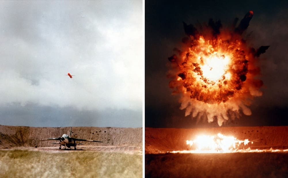 UGM-109 Tomahawk missile detonates above a test target, 1986