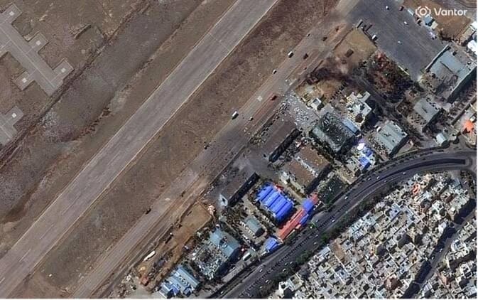 A satellite picture above shows buildings that were destroyed at Isfahan airport in central Iran on March 8, 2026, after an airstrike.