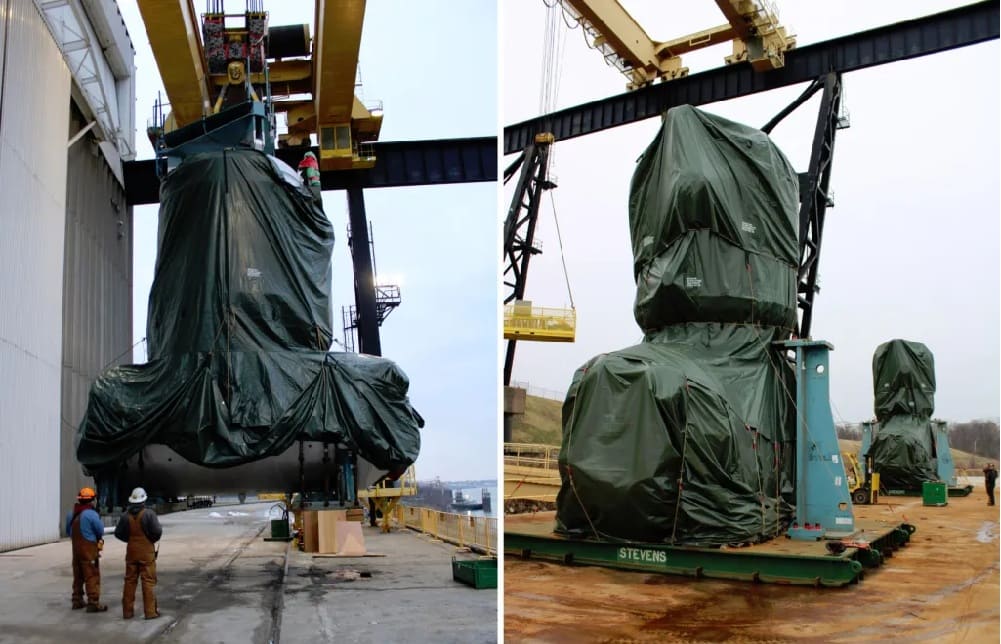 A1B reactor components, under wraps, bound for the future Ford class aircraft carrier USS Doris Miller.