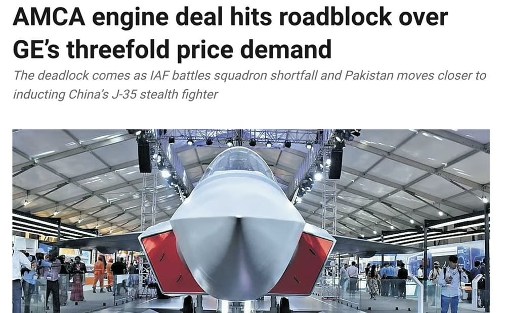 AMCA Engine Talks Stall Over 3x GE Price