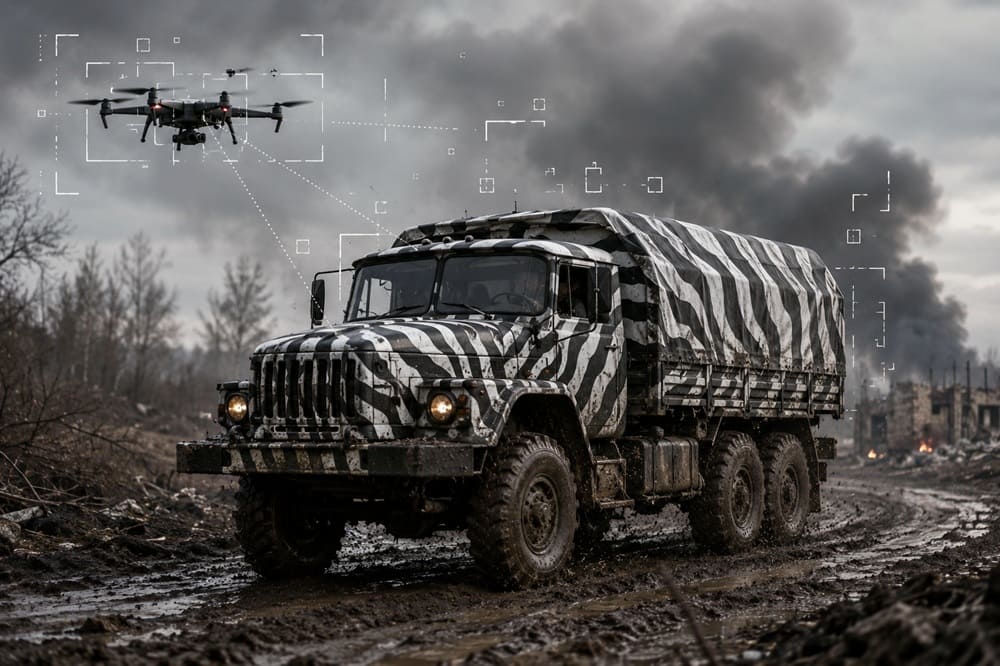 Russia Zebra Camouflage vs AI Kamikaze Drones