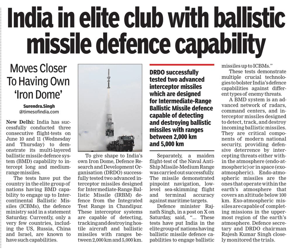 India BMD Tests Validate Layered Missile Shield